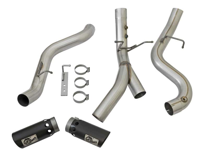 aFe — aFe ATLAS 4in DPF-Back Alum Steel Exhaust System w/Dual Exit Black Tip 2017 GM Duramax 6.6L (td)
DPF-Back Exhaust - view 6