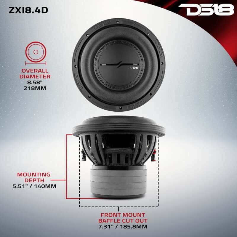 DS18 — DS18 8in 600 Watts RMS 4 ohm DVC High Excursion Subwoofer - view 3