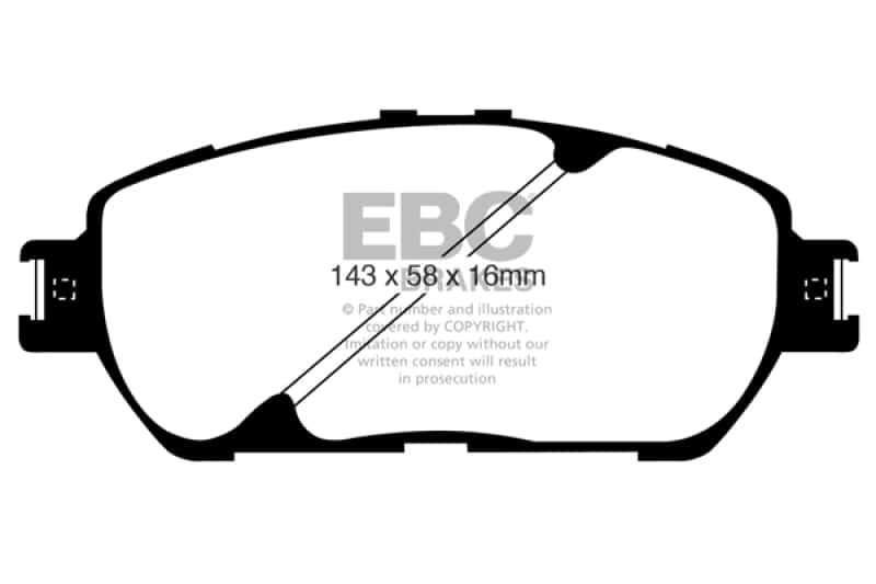 EBC — EBC 02-03 Lexus ES300 3.0 Yellowstuff Front Brake Pads
Disc Brake Pad - view 1