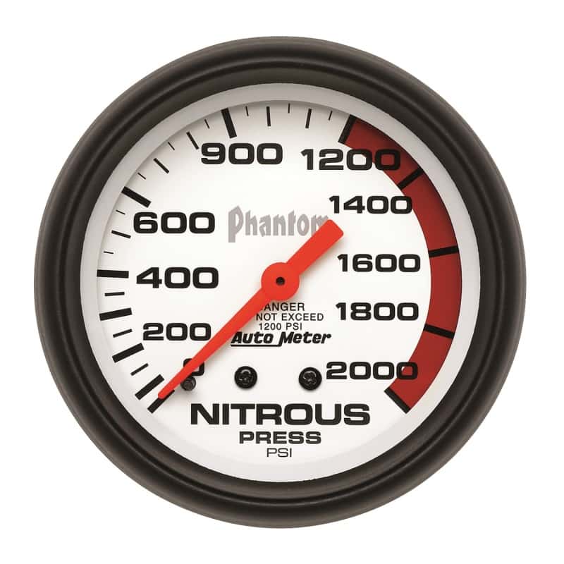 AutoMeter — Autometer Phantom 66.7mm 0-2000 PSI Mechanical Nitrous Pressure Gauge
2-5/8" NITROUS, 0-20 - view 1