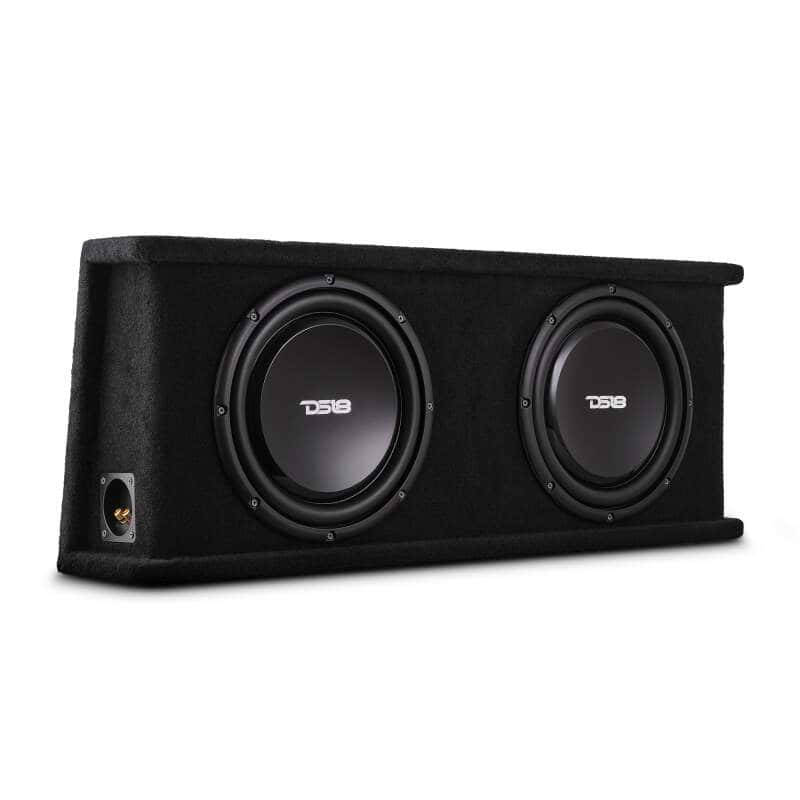 DS18 — DS18 Dual 12in Shallow Subwoofer and Enclosure 700 Watts RMS Sealed Black Carpet - view 1