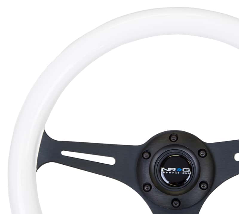 NRG — NRG Classic Wood Grain Steering Wheel (350mm) Glow-In-The-Dark Blue Grip w/Black 3-Spoke Center - view 2