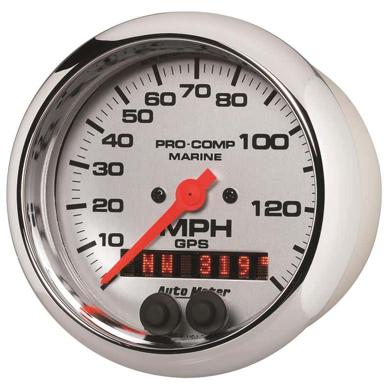 AutoMeter — Autometer Marine Chrome 3-3/8in 140MPH GPS Speedometer Gauge
3.4" SPD GPS 140 MC - view 2