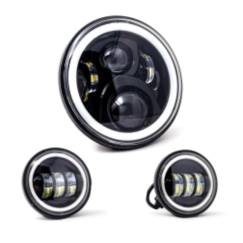 Letric Lighting — Letric Lighting 7? Full-Halo Black LED Headlight with (2) 4.5? Full-Halo Black Passing Lamps - view 2