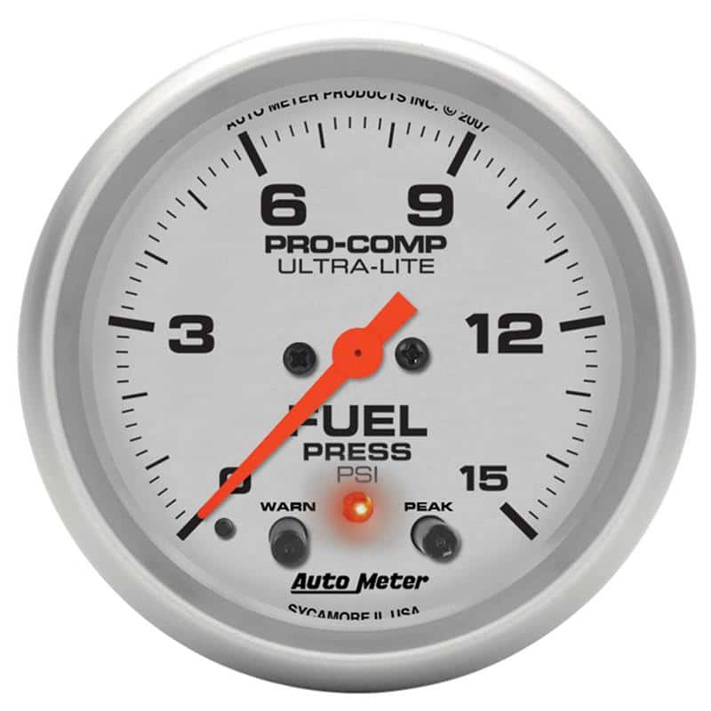 AutoMeter — Autometer Ultra-Lite 66.7mm Full Sweep Elec 0-15 PSI Fuel Pressure w/ Peak Memory & Warning Gauge
2-5/8" FUEL PRESS, 0 - view 2