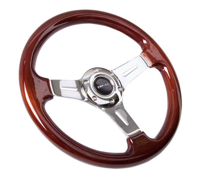 NRG — NRG Classic Wood Grain Steering Wheel (330mm) Wood Grain w/Chrome 3-Spoke Center - view 2