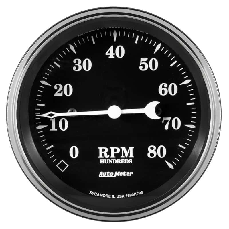 AutoMeter — Auto Meter Gauge Tachometer 3 3/8in 8k RPM In-Dash Old Tyme Black
3-3/8" TACH, 8,000 R - view 2