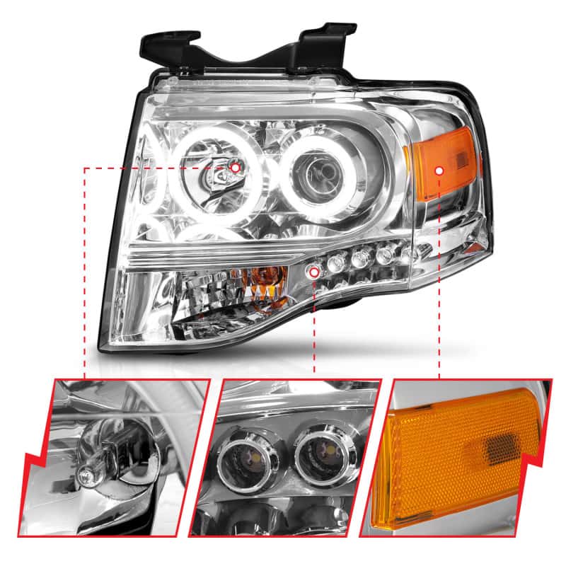 ANZO — ANZO 2007-2014 Ford Expedition Projector Headlights Chrome
Head Light Set
HdLtSet - view 10