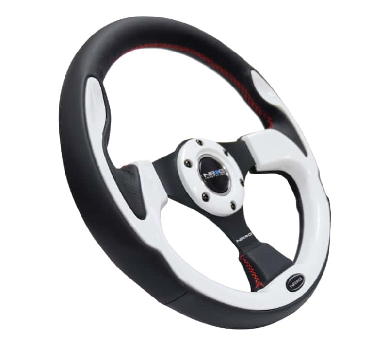 NRG — NRG Reinforced Steering Wheel (320mm) Blk w/White Trim & 4mm 3-Spoke - view 11