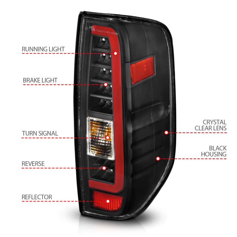 ANZO — ANZO 2005-2021 Nissan Frontier LED Taillights Black Housing/Clear Lens - view 10
