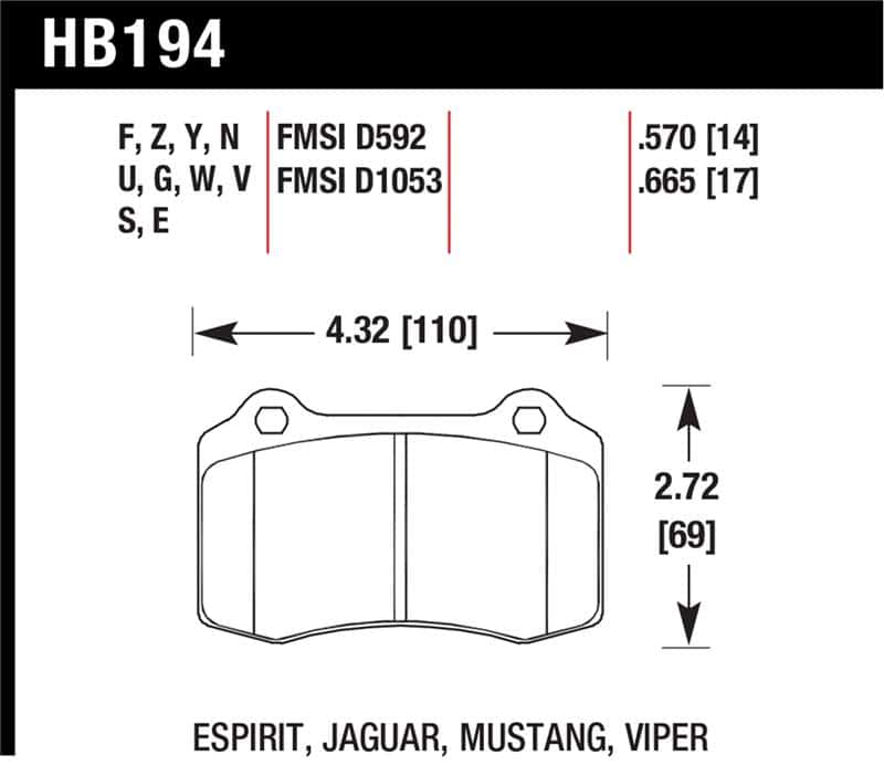 Hawk Performance — Hawk 2010 Camaro SS HP+ Street Rear Brake Pads
Disc Brake Pad - view 1