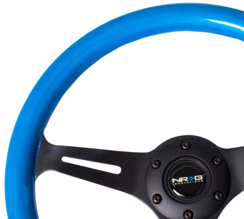 NRG — NRG Classic Wood Grain Steering Wheel (350mm) Blue Pearl/Flake Paint w/Black 3-Spoke Center - view 3