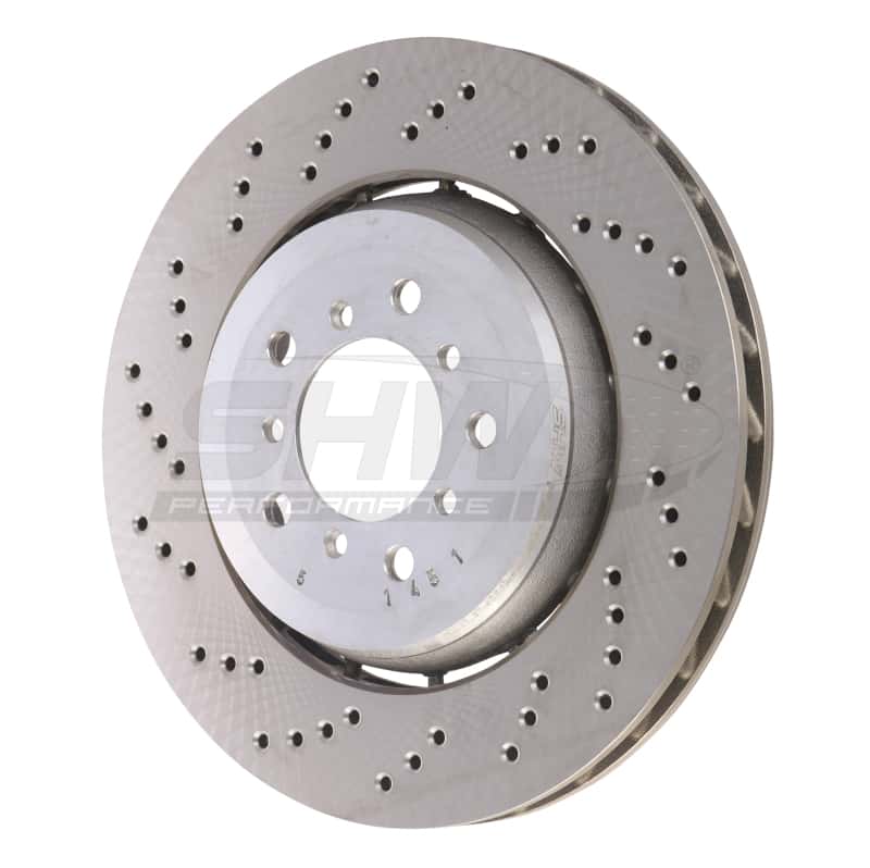 SHW Performance — SHW 05-06 BMW M3 3.2L Left Front Cross-Drilled Lightweight Brake Rotor (34112282445) - view 2