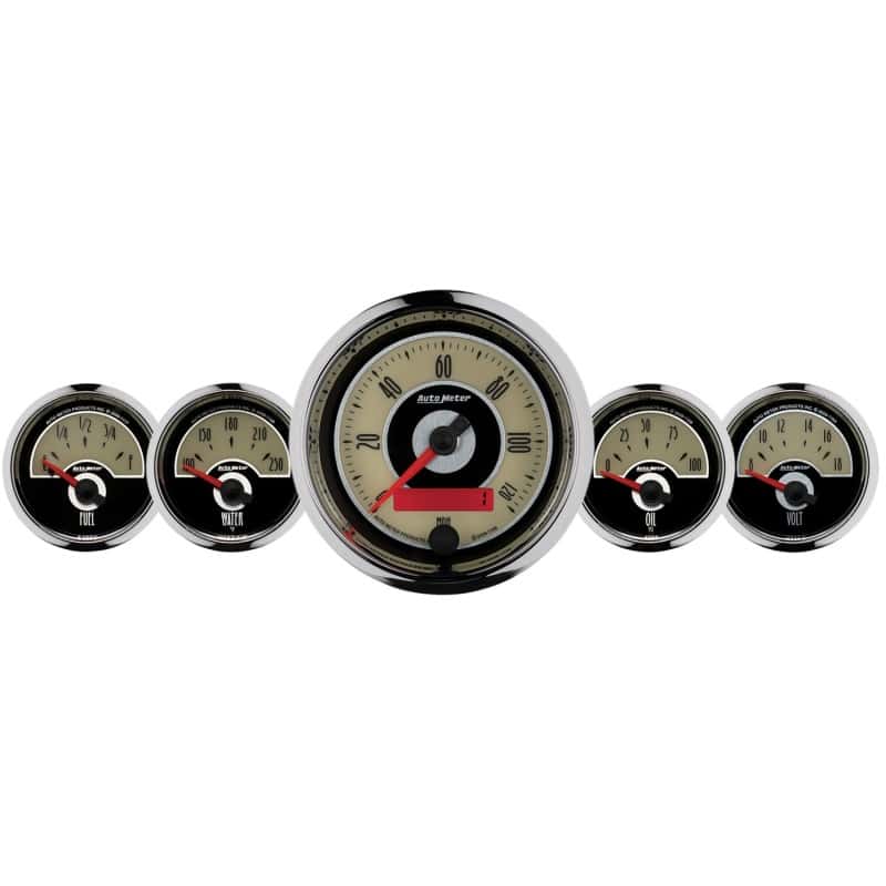 AutoMeter — AutoMeter Gauge Kit 5 Pc. 3-3/8in. & 2-1/16in. Elec. Speedometer Cruiser
5PC GA KIT CRUISER - view 1