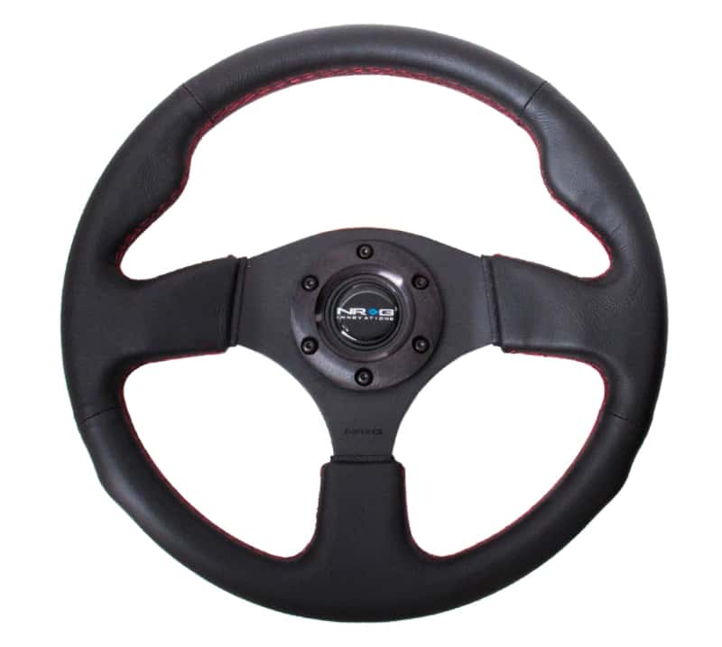 NRG — NRG Reinforced Steering Wheel (320mm) Leather w/Red Stitch - view 1