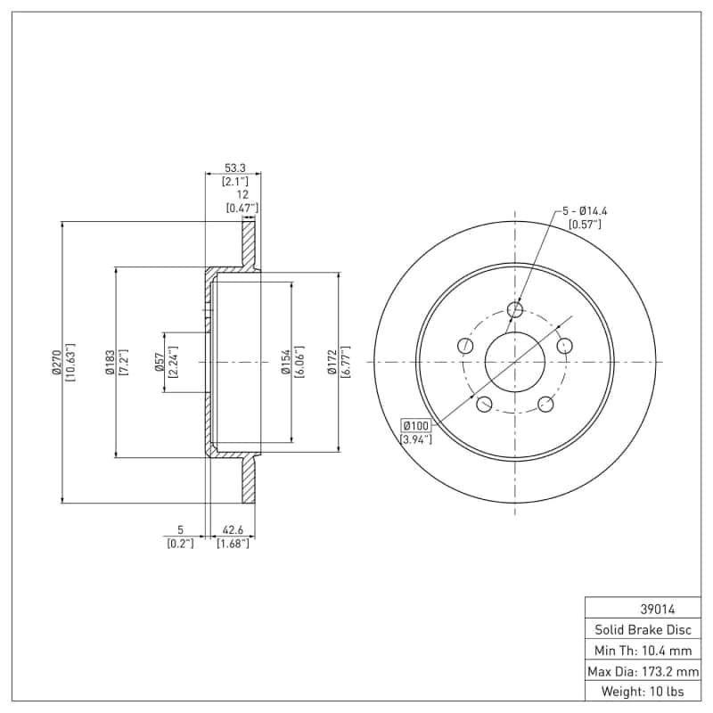 DFC — DFC 03-10 Chrysler PT Cruiser Rear Brake Rotor
DFC Brake Rotor - view 6