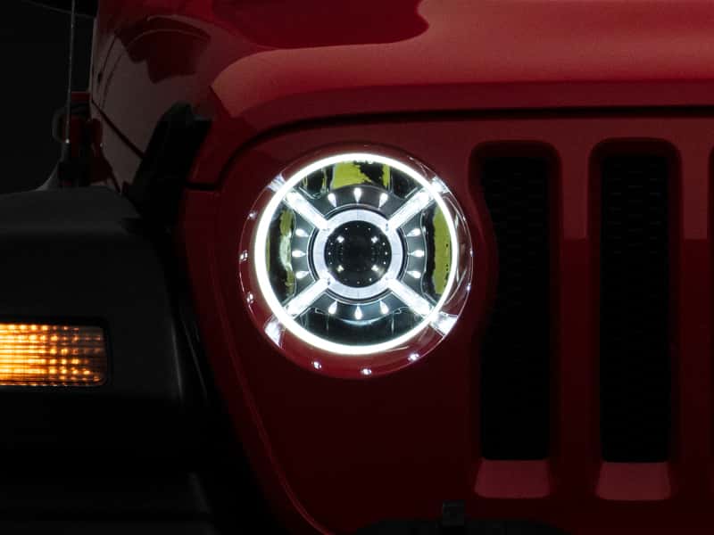 Raxiom — Raxiom 18-22 Jeep Wrangler JL/ JT 9-Inch LED Headlights w/ DRL and Halo- Black Housing (Clear Lens)
Headlights - view 4