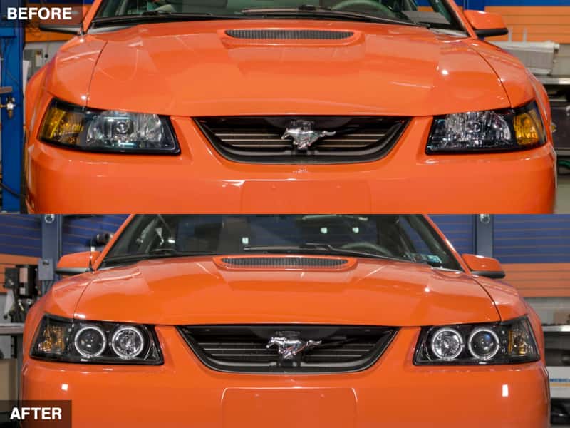 Raxiom — Raxiom 99-04 Ford Mustang Dual LED Halo Projector Headlights- Black Housing (Clear Lens)
Headlights - view 16