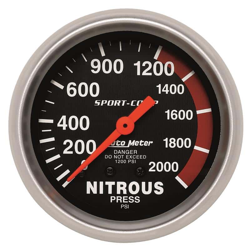AutoMeter — Autometer 2-5/8in 0-2000 PSI Mechanical Nitrous Pressure Sport-Comp Gauge
2-5/8" NITROUS, 0-20 - view 2