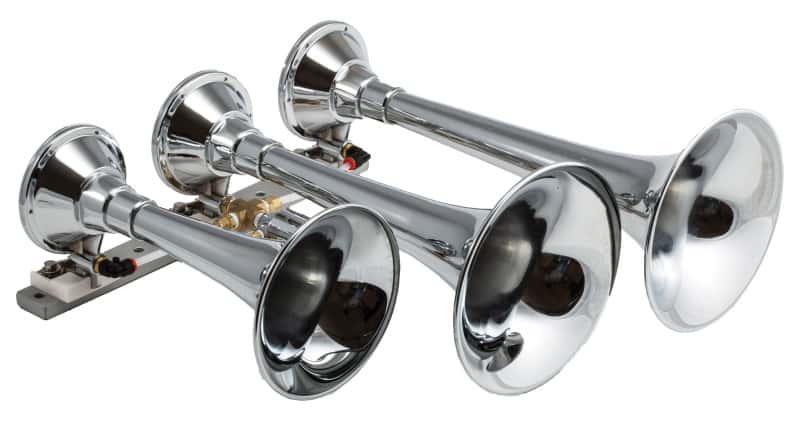 Kleinn Air Horns — Kleinn Chrome Triple Horn/ 14.75In/ 13In/9.5In - Chrome-Plated Spun Copper
Triple Train Horn - view 2