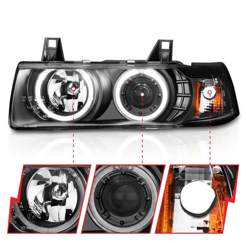 ANZO — ANZO 1992-1998 BMW 3 Series E36 Projector Headlights w/ Halo Black G2 1 pc
Head Light Set
HdLtSet - view 6