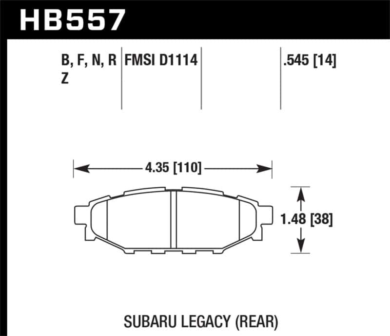 Hawk Performance — Hawk 08 WRX Rear Performance Ceramic Street Brake Pads
Disc Brake Pad - view 2