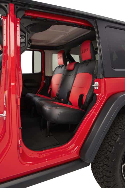 PRP Seats — PRP 2018+ Jeep Wrangler JLU/4 door Rear Bench Cover with Cloth Interior - Black/Red
Seat Covers - view 4