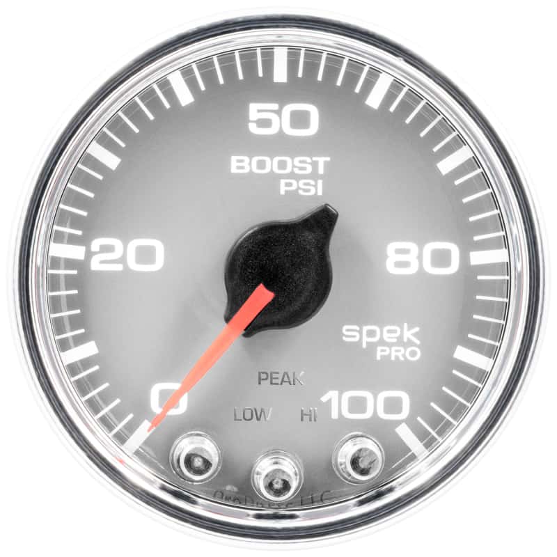 AutoMeter — Autometer Spek-Pro Gauge Boost 2 1/16in 100psi Stepper Motor W/Peak & Warn Slvr/Chrm
GA 2" BST 100 SCC SP - view 2