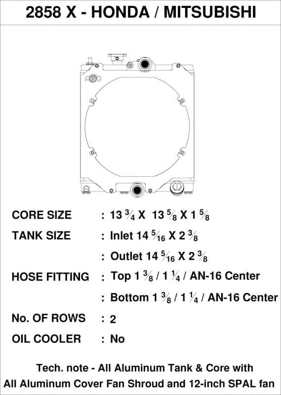 CSF — CSF Universal Half Radiator w/-16AN & Slip-On Fittings/12in SPAL Fan & Shroud
CSF Radiator
csf2858X - view 4