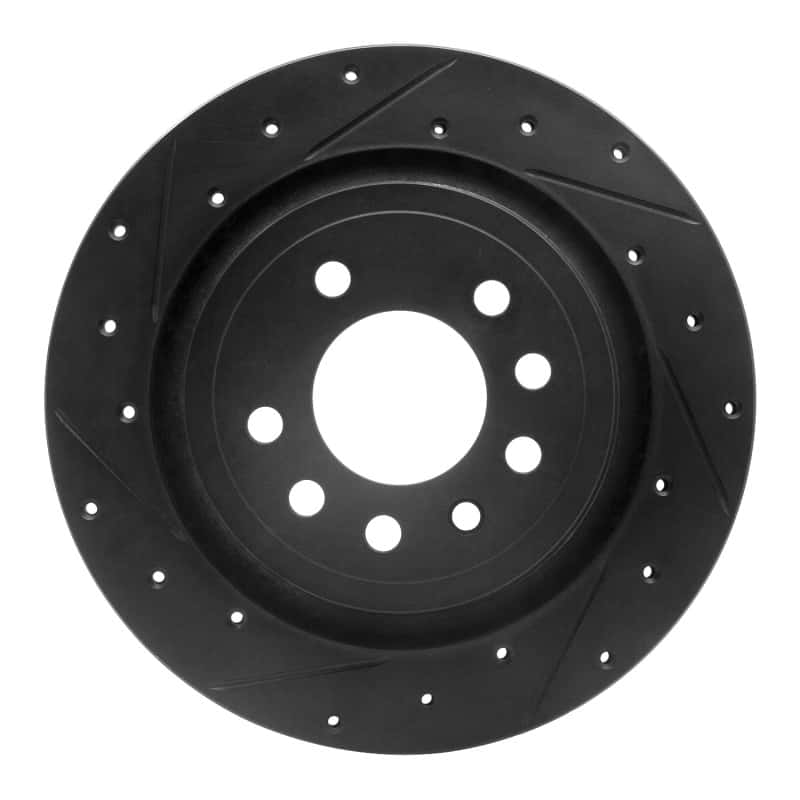 R1 Concepts — R1 08-11 Saab 9-3 Rear Left Drilled & Slotted Black Brake Rotor
R1 Brake Rotor Drill - view 1