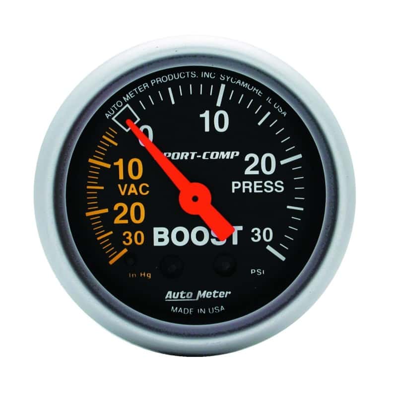 AutoMeter — Autometer Sport-Comp 52mm 30 PSI Mechanical Boost Gauge
2" BOOST-VAC/PRESS, - view 2