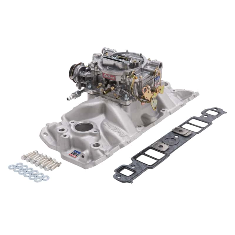 Edelbrock — Edelbrock Manifold And Carb Kit Performer Eps Small Block Chevrolet 1957-1986 Natural Finish
POWER PKG - view 3