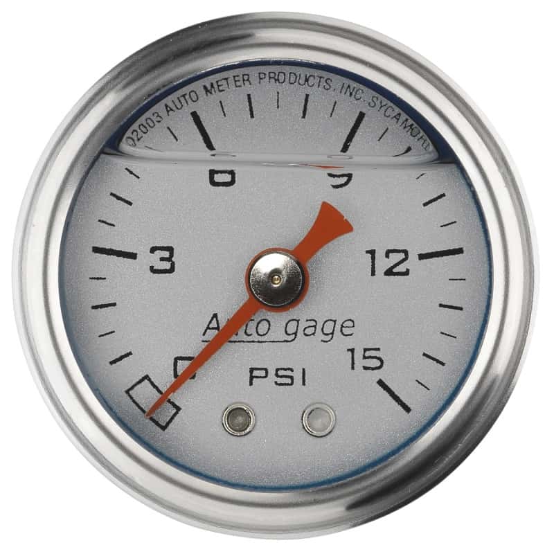 AutoMeter — Autometer AutoGage 1.5in Liquid Filled Mechanical 0-15 PSI Fuel Pressure Gauge - Silver
Ga Press 15psi Slvr - view 1