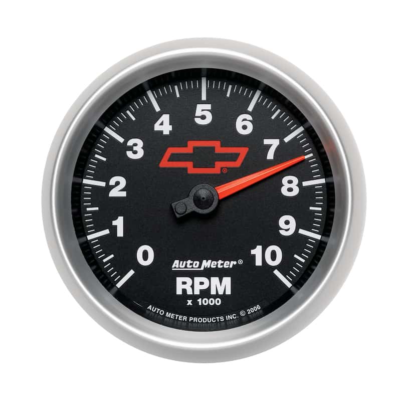 AutoMeter — AutoMeter Gauge Tachometer 3-3/8in. 10K RPM In-Dash Chevy Red Bowtie Black
3-3/8" TACH, 10,000 - view 9