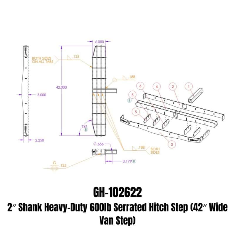 GEN-Y Hitch — Gen-Y Phantom XL 2in Shank Heavy-Duty 600lb Capacity Serrated Hitch Step - 42in Wide Step
Hitch Step - view 4