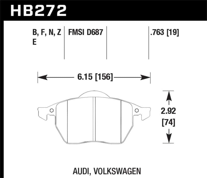 Hawk Performance — Hawk 00-02 Audi TT Base/Quattro 1.8L DTC-60 Race Front Brake Pads
Disc Brake Pad - view 1
