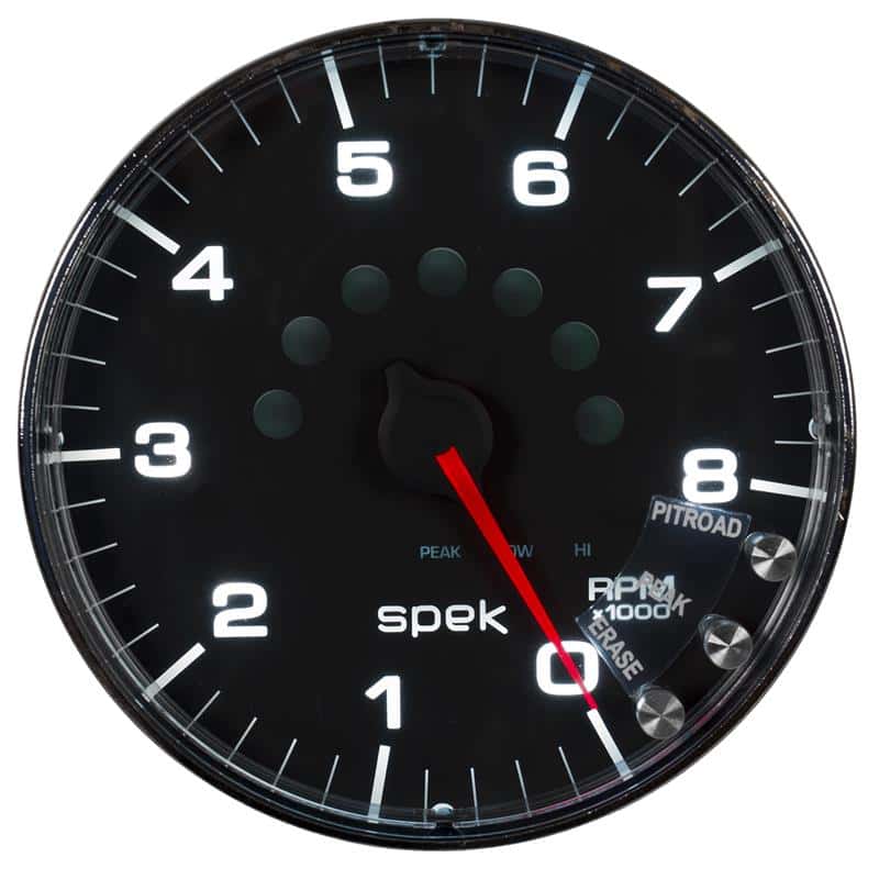 AutoMeter — Autometer Spek-Pro Gauge Tachometer 5in 8K Rpm W/Shift Light & Peak Mem Black/Chrome
GA 5" 8KRPM BFC SPEK - view 1