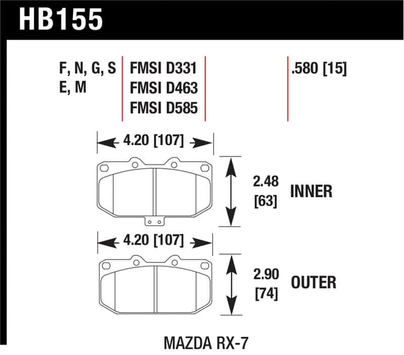 Hawk Performance — Hawk 93-95 Mazda RX-7 HP+ Street Front Brake Pads
Disc Brake Pad - view 1