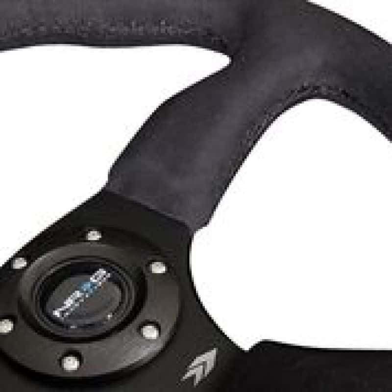 NRG — NRG Reinforced Steering Wheel (350mm / 2.5in. Deep)Blk Alcantara Comfort Grip w/4mm Matte Blk Spokes - view 2