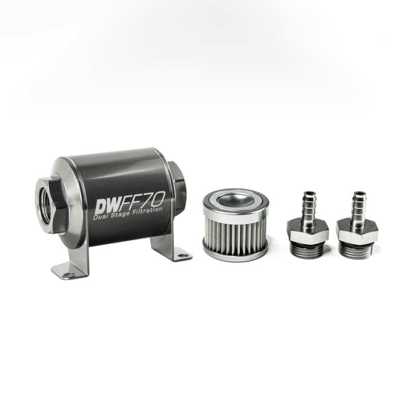 DeatschWerks — DeatschWerks Stainless Steel 5/16in 10 Micron Universal Inline Fuel Filter Housing Kit (70mm)
Filtration - view 2