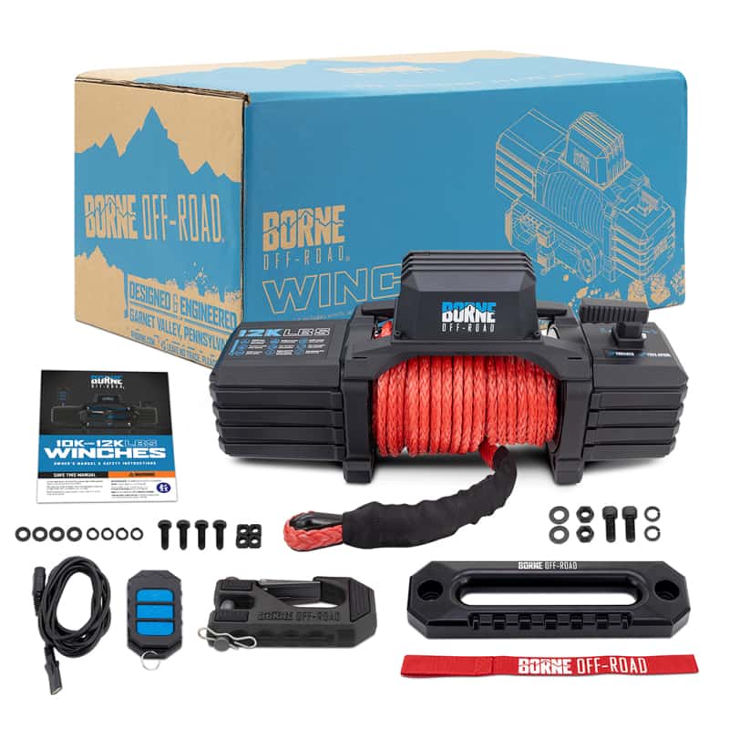 Borne Off-Road — Borne Off-Road 12K Winch - Red Synthetic Rope - view 11
