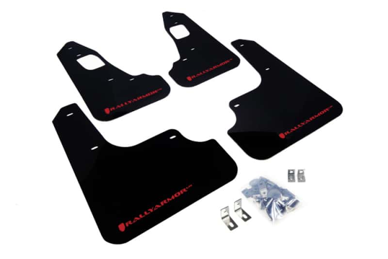 Rally Armor — Rally Armor 08-17 Mitsubishi EVO X Black UR Mud Flap w/ Red Logo
Mud Flap - view 1