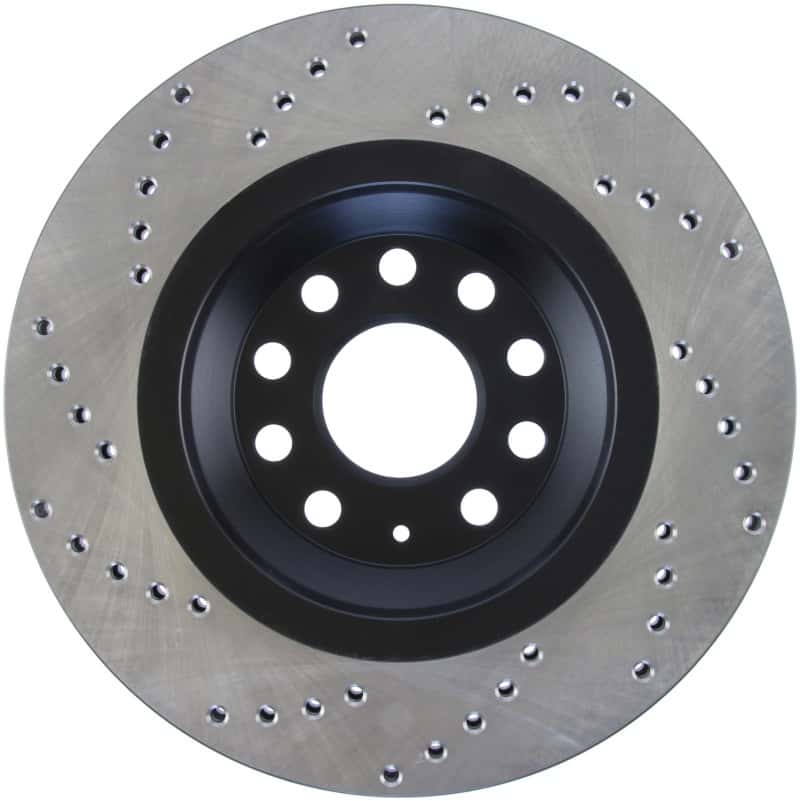 Stoptech — StopTech 09-13 VW CC 3.6L VR6 / 08-09 & 12 Golf R/Golf R32 Drilled Left Rear Rotor
Cross Drilled Rotor - view 2