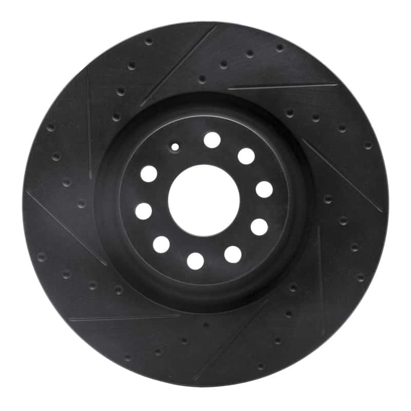 R1 Concepts — R1 2022+ Volkswagen GTI Mk 8 Front Left Drilled & Slotted Black Brake Rotor
R1 Brake Rotor Drill - view 1