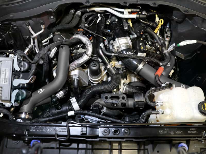 aFe — aFe 20-23 Ford Explorer ST V6 3.0L (tt) BladeRunner Aluminum Hot and Cold Charge Pipe Kit - Black
Charge Pipe Kit - view 7