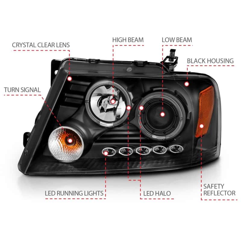 ANZO — ANZO 2004-2008 Ford F-150 Projector Headlights w/ Halo and LED Black G2
Head Light Set
HdLtSet - view 5