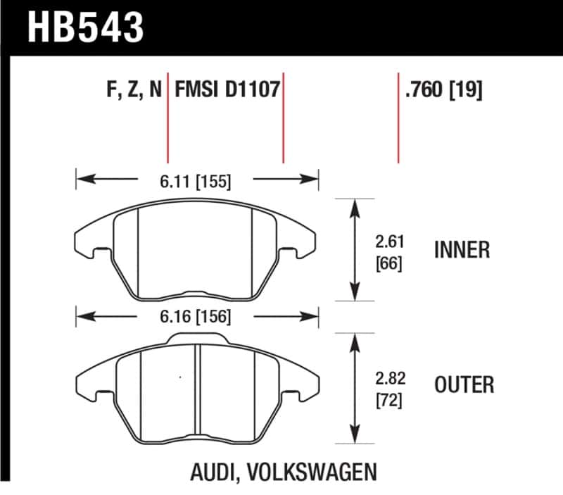 Hawk Performance — Hawk 06-11 Audi A3 2.0L Base Front ER-1 Brake Pads
Disc Brake Pad - view 1