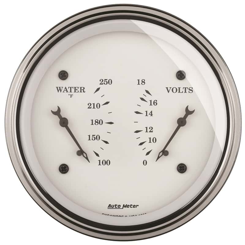 AutoMeter — AutoMeter Gauge Dual Wtmp & Volt 3-3/8in. 250 Deg. F & 18V Elec Old Tyme White
3-3/8" DUAL, WATER T - view 4