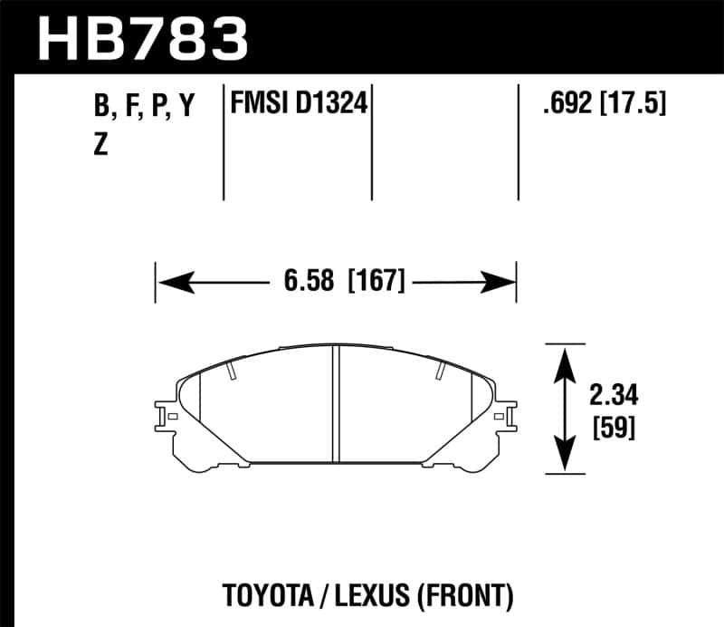 Hawk Performance — Hawk 08-16 Toyota Highlander LTS Street Front Brake Pads
Disc Brake Pad - view 2