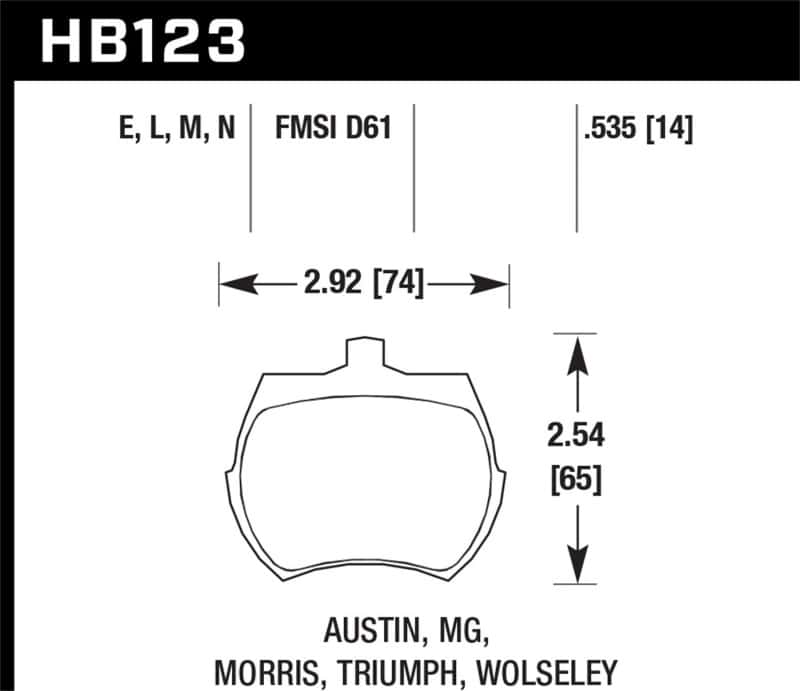 Hawk Performance — Hawk 64-70 Austin Healey Sprite Front ER-1 Brake Pads
Disc Brake Pad - view 1
